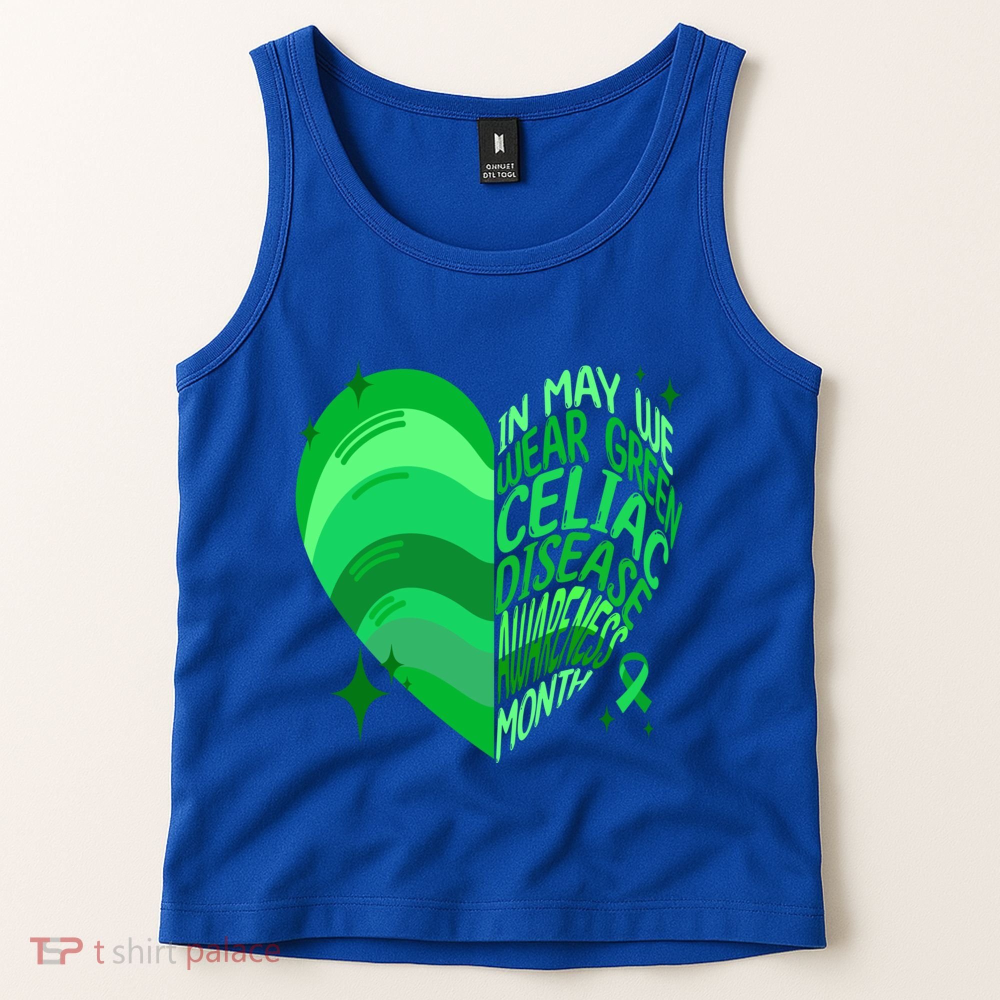 Celiac Disease In May We Wear Green Warrior Supporter Heart Gift Tank Top