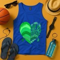 Celiac Disease In May We Wear Green Warrior Supporter Heart Gift Tank Top thumb 4