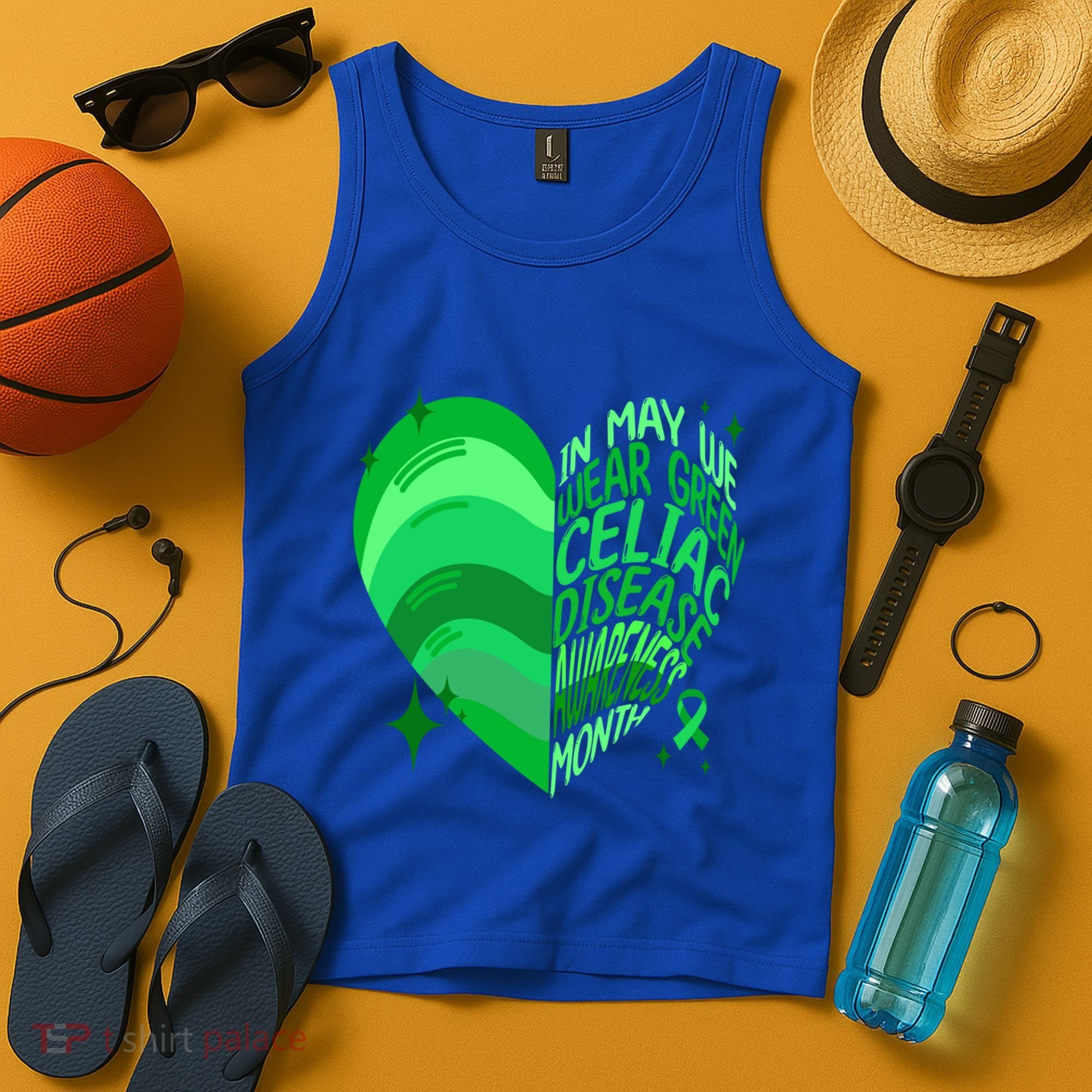Celiac Disease In May We Wear Green Warrior Supporter Heart Gift Tank Top