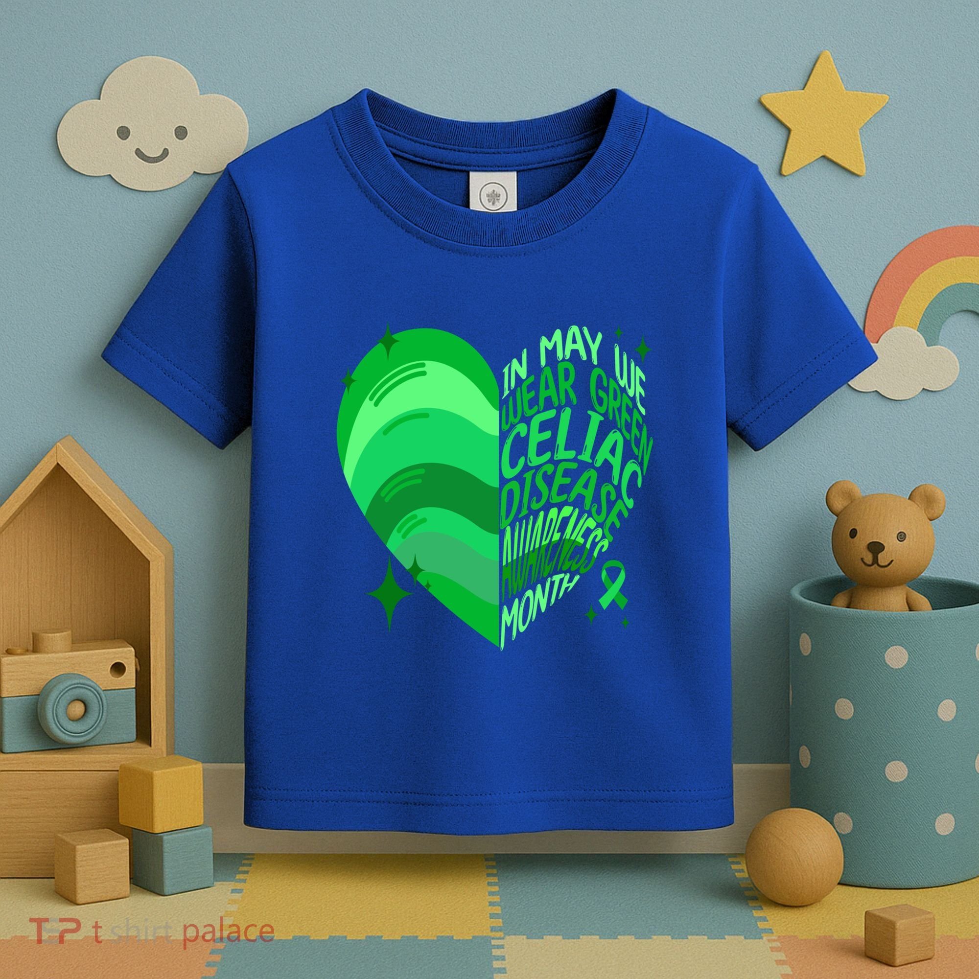 Celiac Disease In May We Wear Green Warrior Supporter Heart Gift Toddler T-Shirt