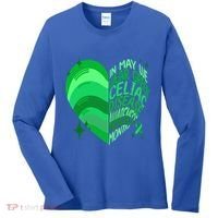 Celiac Disease In May We Wear Green Warrior Supporter Heart Gift Women's Long Sleeve Shirt thumb 0