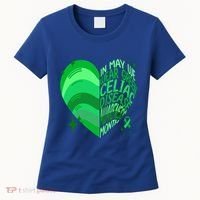 Celiac Disease In May We Wear Green Warrior Supporter Heart Gift Women's T-Shirt thumb 0