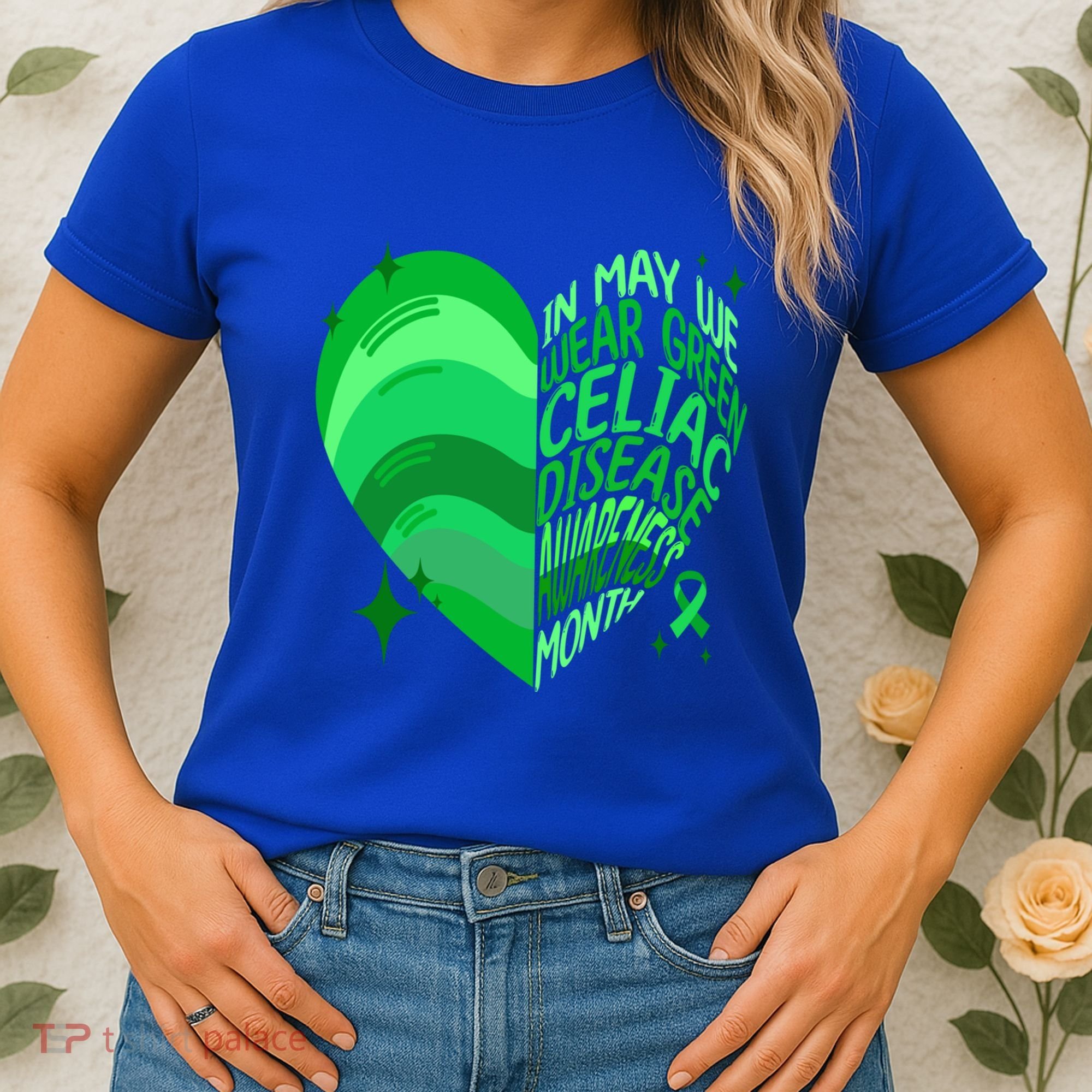 Celiac Disease In May We Wear Green Warrior Supporter Heart Gift Women's T-Shirt