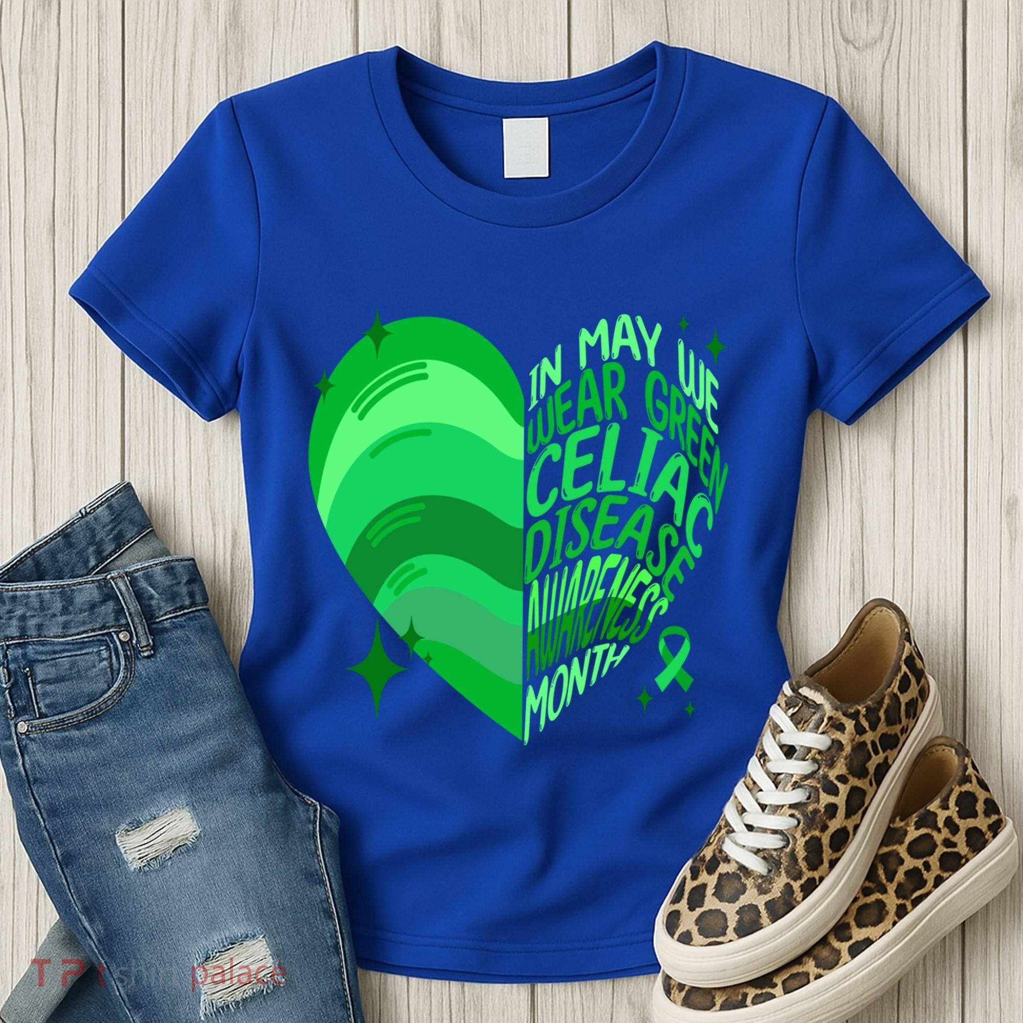 Celiac Disease In May We Wear Green Warrior Supporter Heart Gift Women's T-Shirt