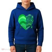 Celiac Disease In May We Wear Green Warrior Supporter Heart Gift Kids Hoodie thumb 4