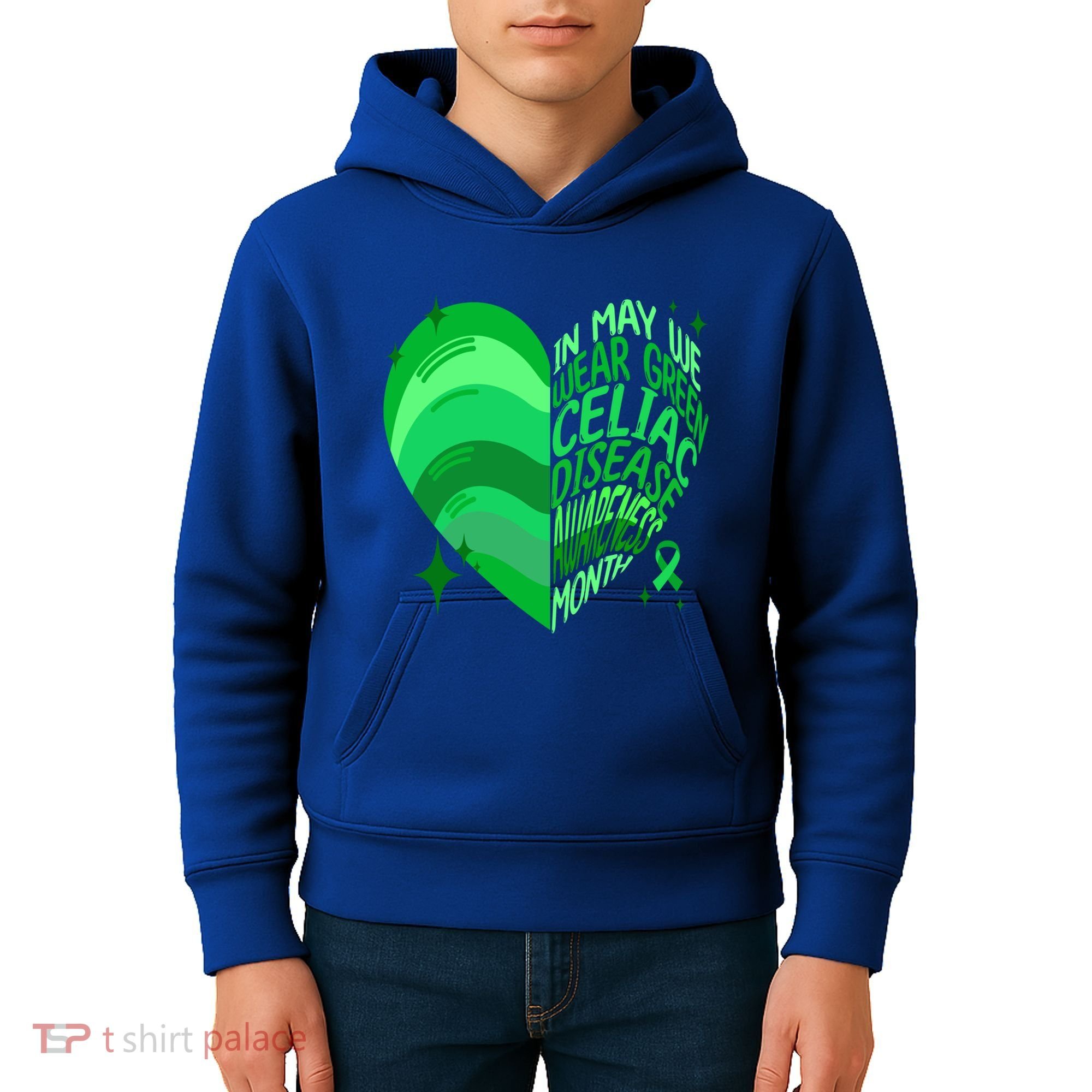 Celiac Disease In May We Wear Green Warrior Supporter Heart Gift Kids Hoodie