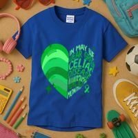 Celiac Disease In May We Wear Green Warrior Supporter Heart Gift Kids T-Shirt thumb 3