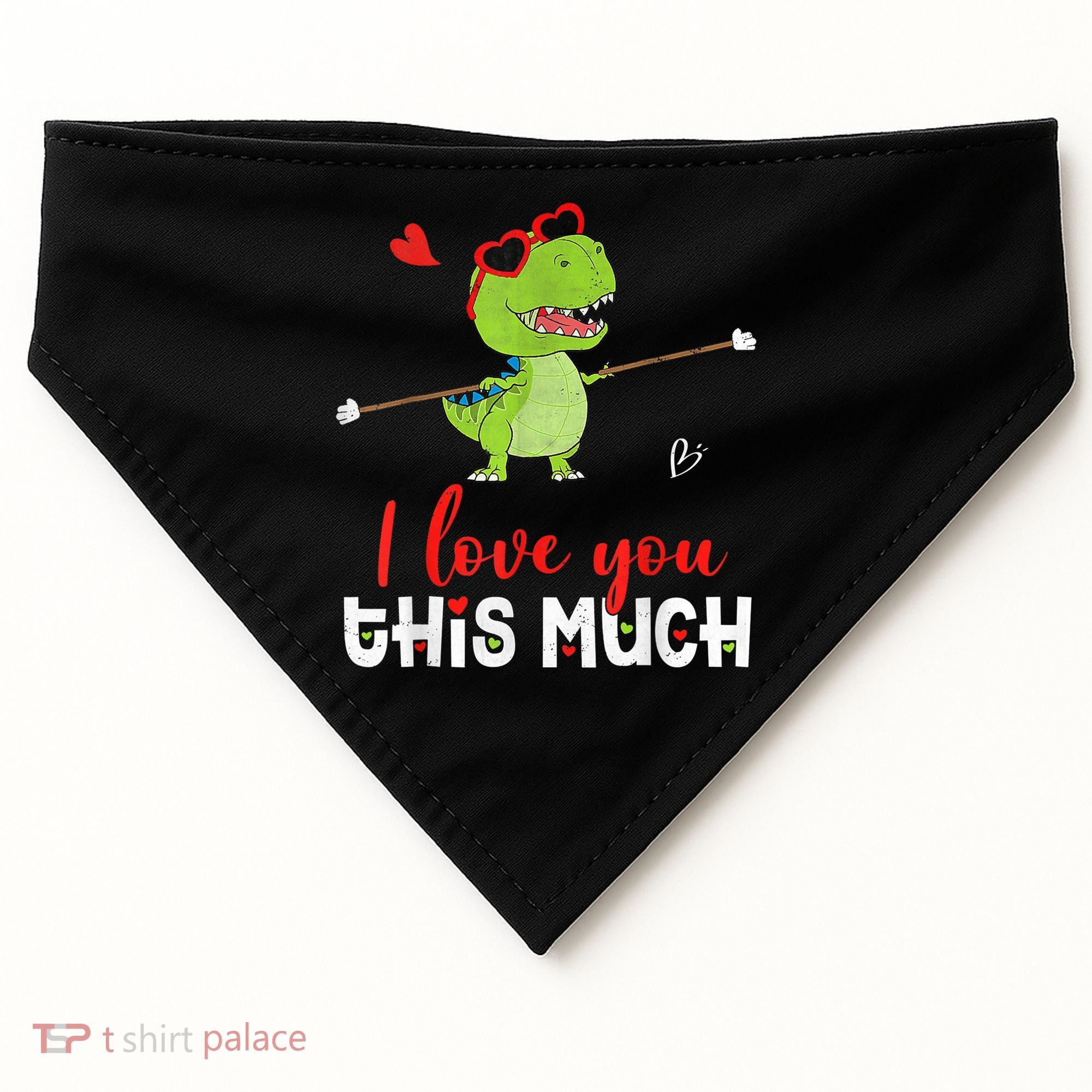 Cute Dinosaur I Love You This Much Valentines Day Trex USA-Made Doggie Bandana