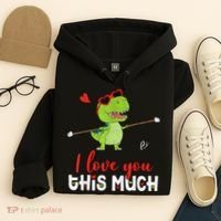 Cute Dinosaur I Love You This Much Valentines Day Trex Hoodie thumb 4