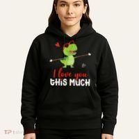 Cute Dinosaur I Love You This Much Valentines Day Trex Hoodie thumb 5