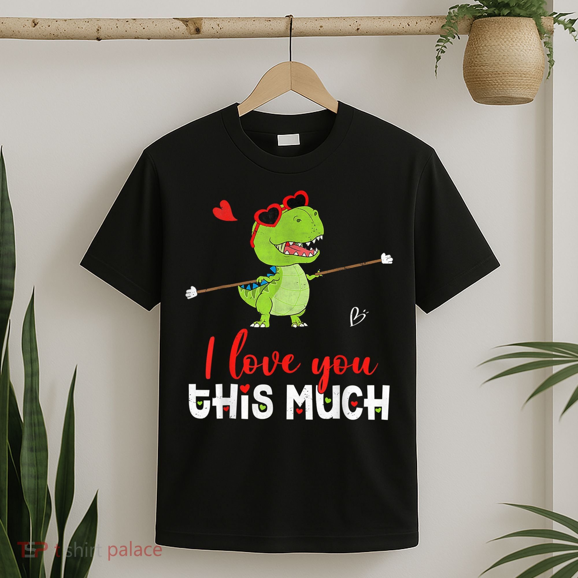 Cute Dinosaur I Love You This Much Valentines Day Trex T-Shirt