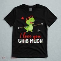 Cute Dinosaur I Love You This Much Valentines Day Trex T-Shirt thumb 5