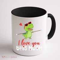 Cute Dinosaur I Love You This Much Valentines Day Trex Coffee Mug thumb 1