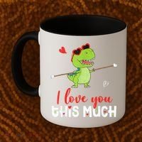 Cute Dinosaur I Love You This Much Valentines Day Trex Coffee Mug thumb 2