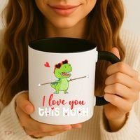 Cute Dinosaur I Love You This Much Valentines Day Trex Coffee Mug thumb 3