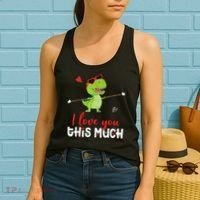 Cute Dinosaur I Love You This Much Valentines Day Trex Women's Tank Top thumb 2