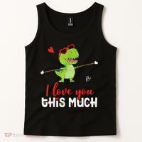 Cute Dinosaur I Love You This Much Valentines Day Trex Tank Top thumb 2