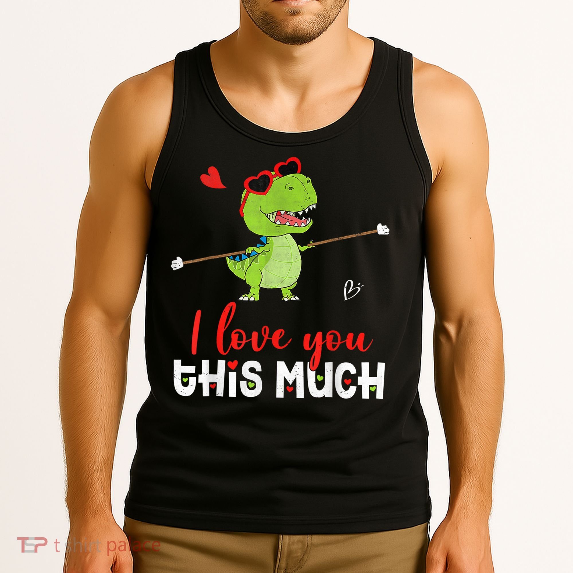 Cute Dinosaur I Love You This Much Valentines Day Trex Tank Top