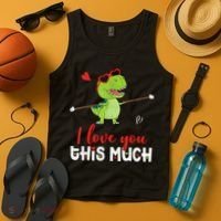 Cute Dinosaur I Love You This Much Valentines Day Trex Tank Top thumb 4