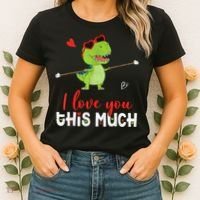Cute Dinosaur I Love You This Much Valentines Day Trex Women's T-Shirt thumb 2