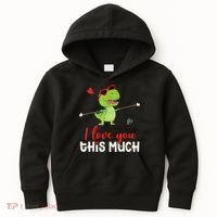 Cute Dinosaur I Love You This Much Valentines Day Trex Kids Hoodie thumb 0