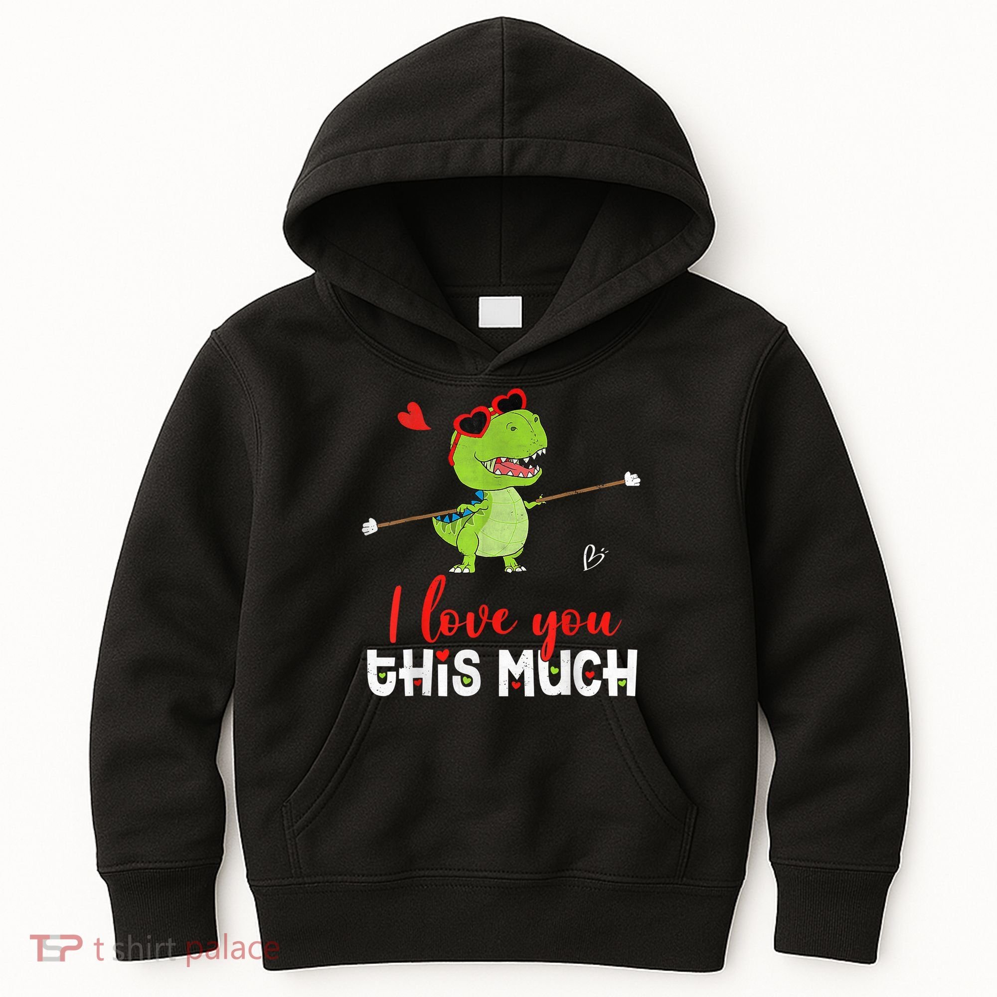 Cute Dinosaur I Love You This Much Valentines Day Trex Kids Hoodie