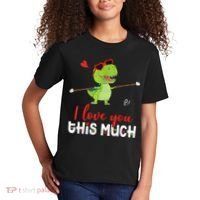 Cute Dinosaur I Love You This Much Valentines Day Trex Kids T-Shirt thumb 2