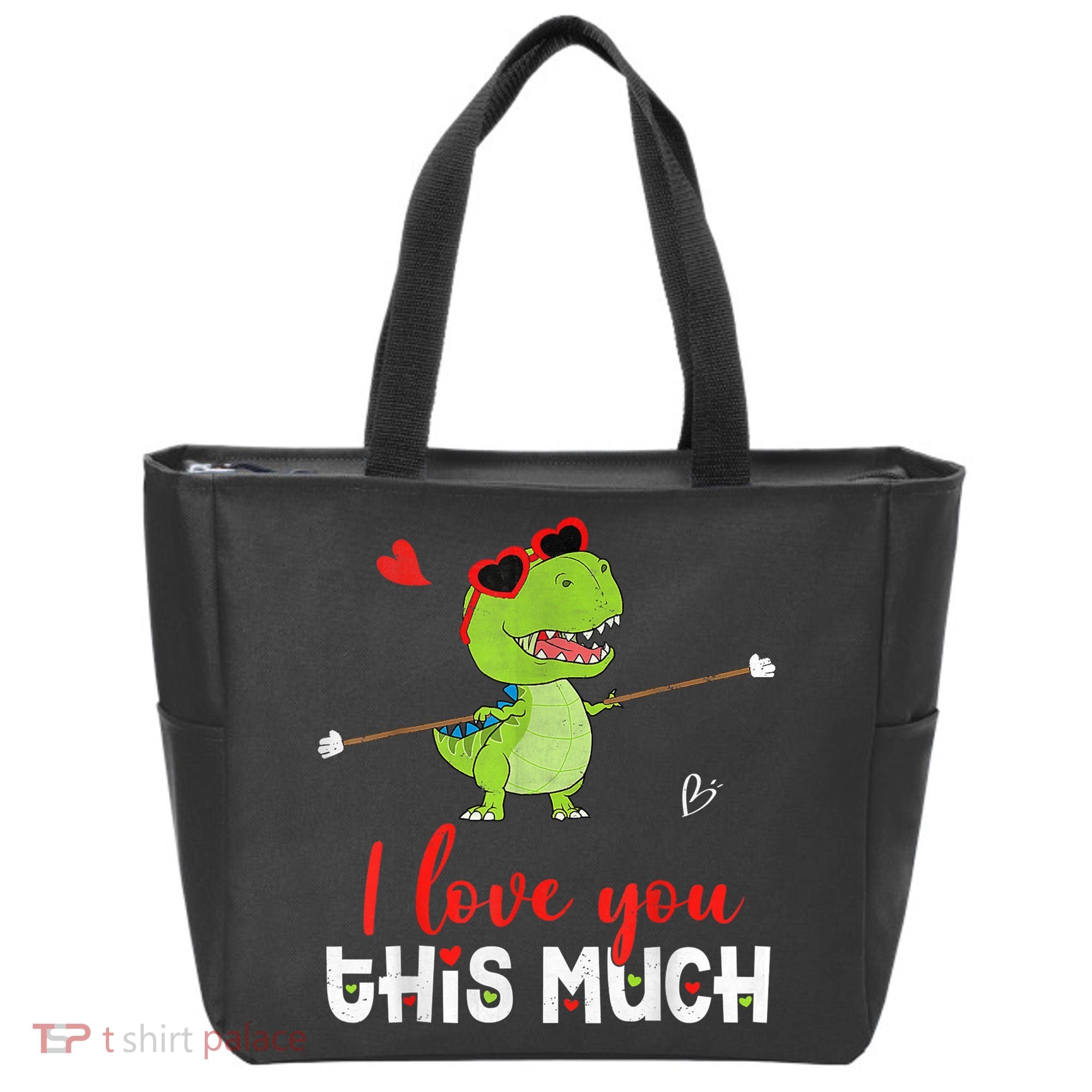 Cute Dinosaur I Love You This Much Valentines Day Trex Tote Bag