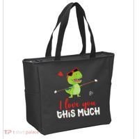 Cute Dinosaur I Love You This Much Valentines Day Trex Tote Bag thumb 2