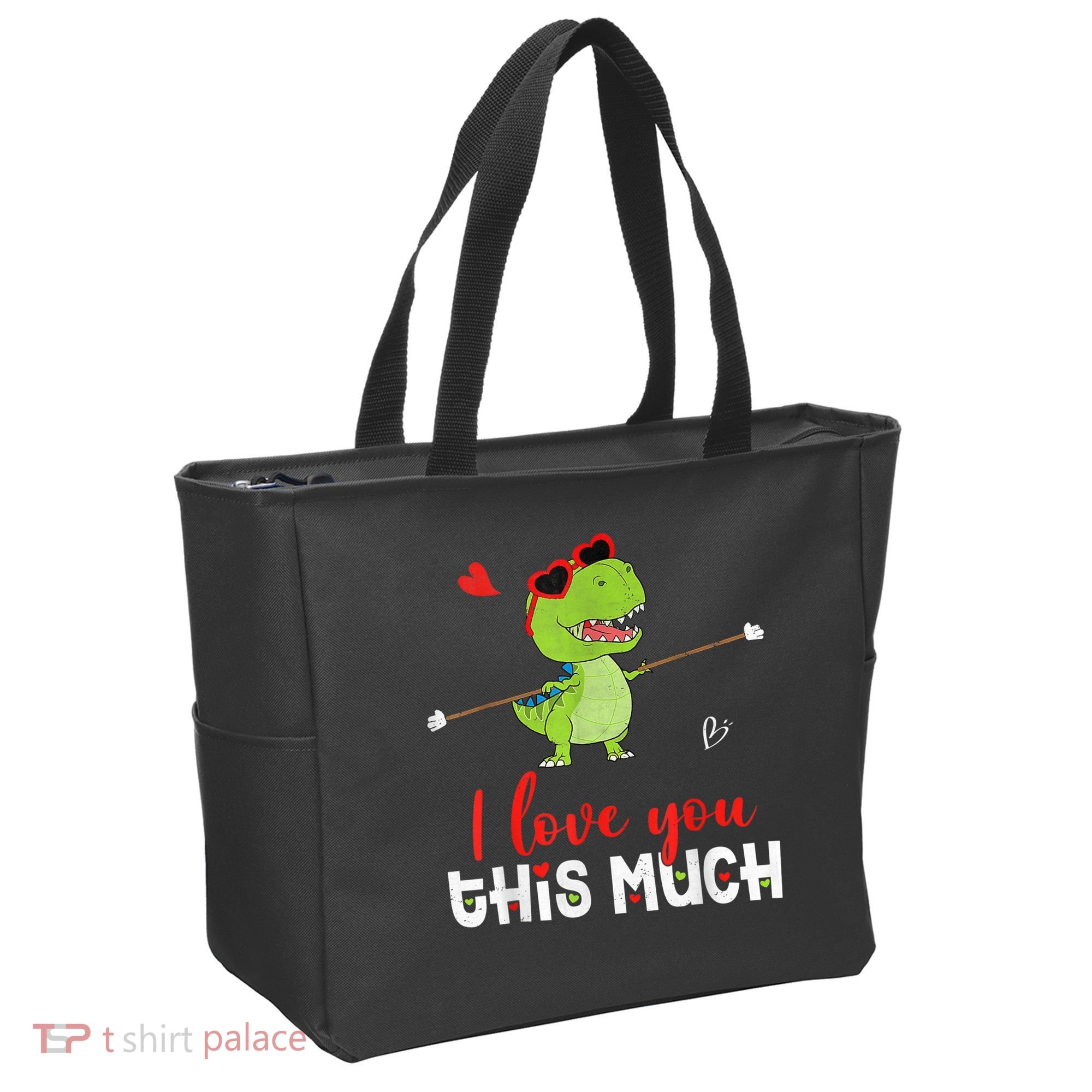 Cute Dinosaur I Love You This Much Valentines Day Trex Tote Bag