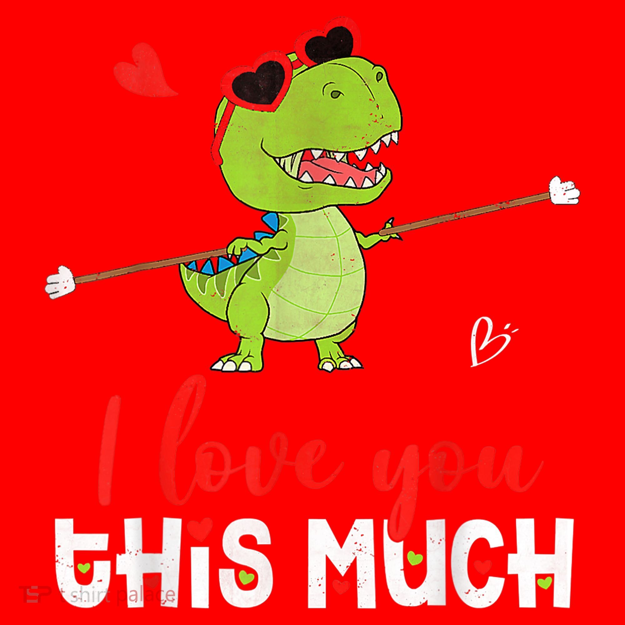 Cute Dinosaur I Love You This Much Valentines Day Trex Santa Hat