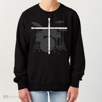 Christian Drummer Jesus Christ Drum Sticks Cross Worship Women's Sweatshirt thumb 0