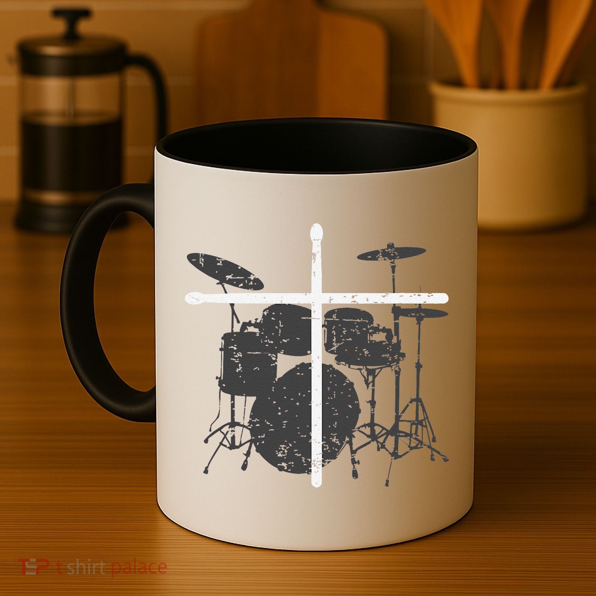 Christian Drummer Jesus Christ Drum Sticks Cross Worship Coffee Mug