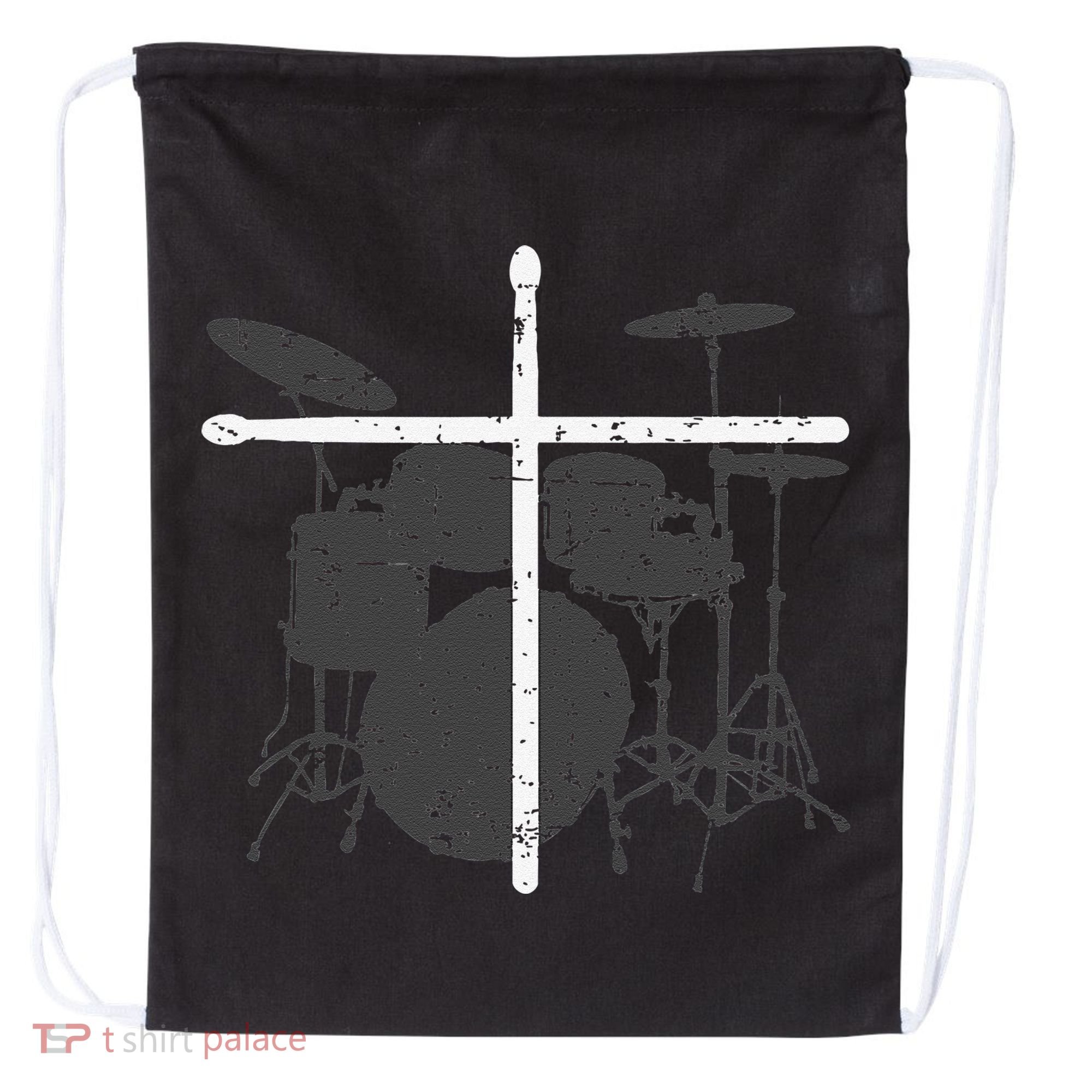 Christian Drummer Jesus Christ Drum Sticks Cross Worship Drawstring Bag