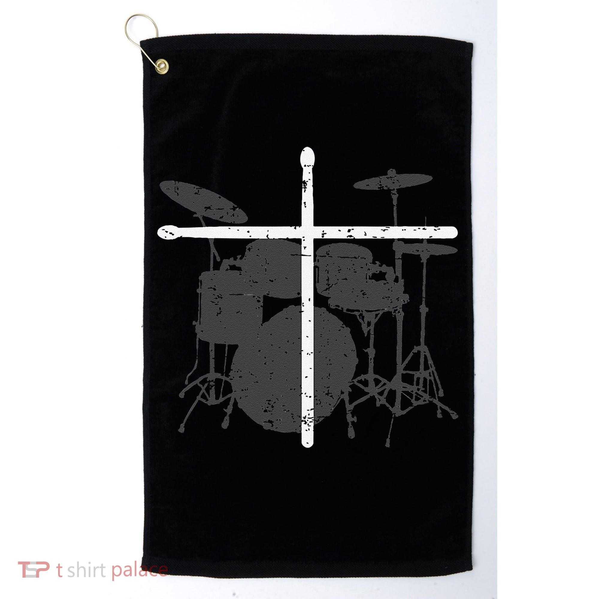 Christian Drummer Jesus Christ Drum Sticks Cross Worship Golf Towel