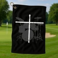 Christian Drummer Jesus Christ Drum Sticks Cross Worship Golf Towel thumb 1