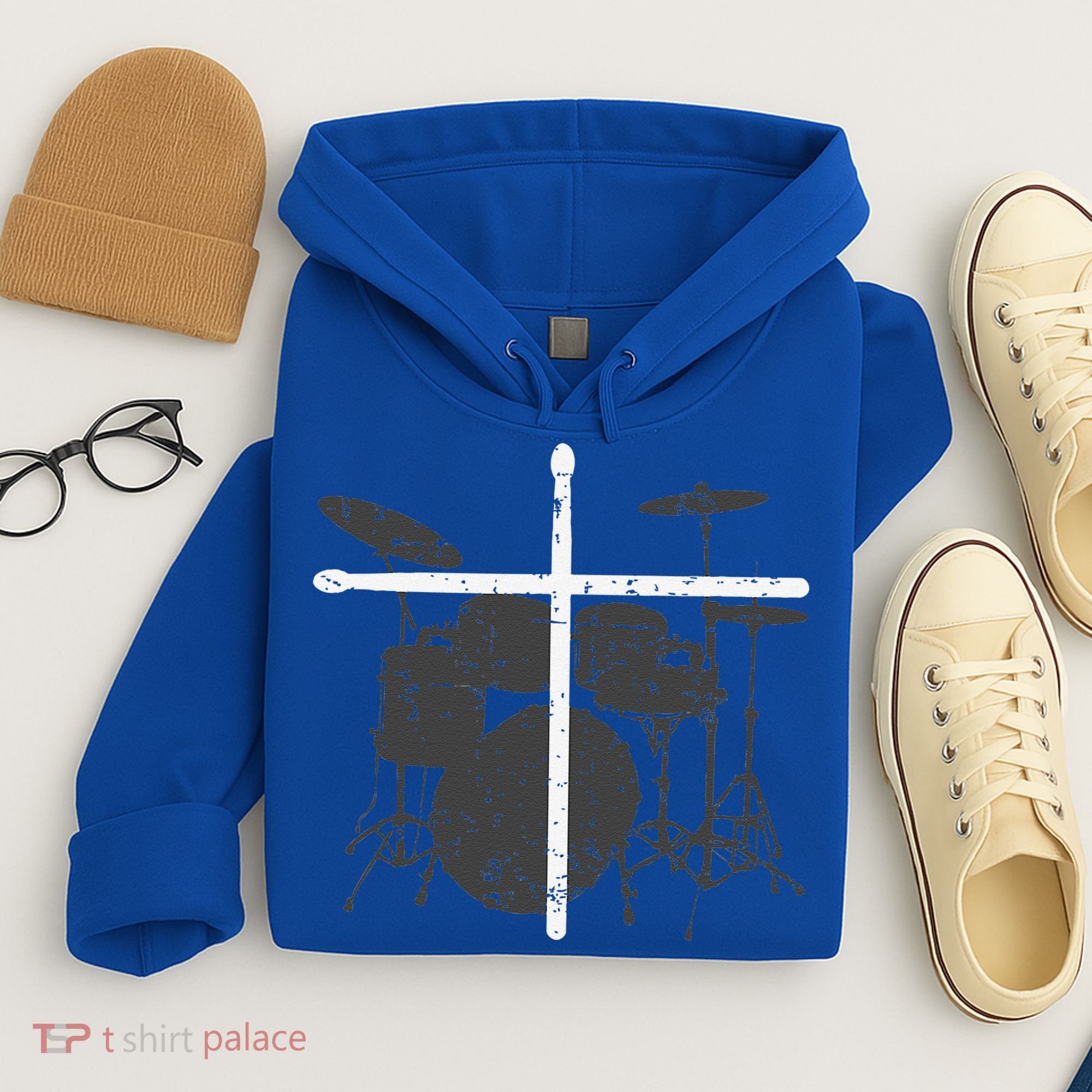 Christian Drummer Jesus Christ Drum Sticks Cross Worship Hoodie