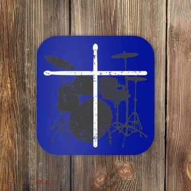 Christian Drummer Jesus Christ Drum Sticks Cross Worship Coaster