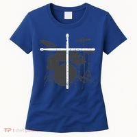 Christian Drummer Jesus Christ Drum Sticks Cross Worship Women's T-Shirt thumb 0