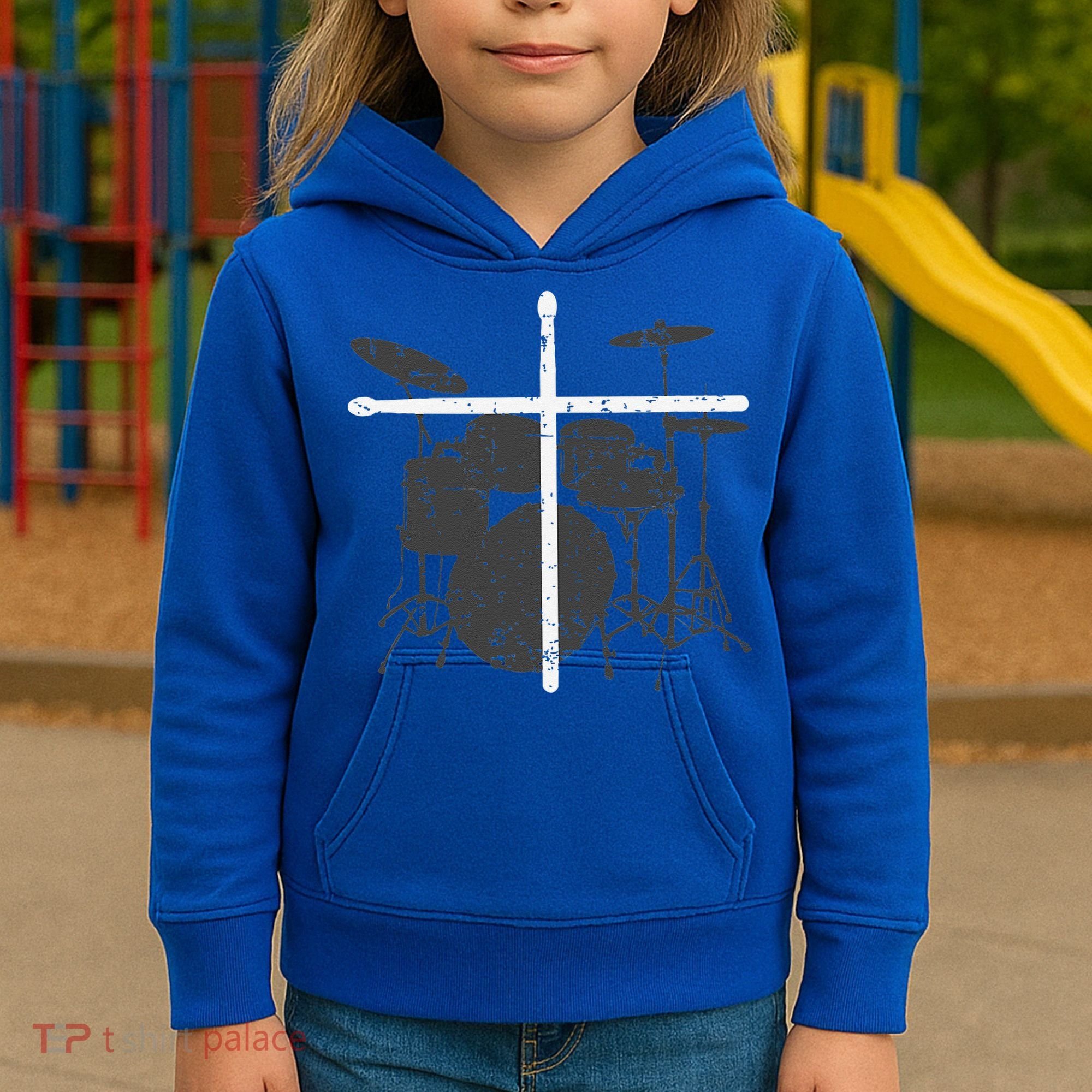 Christian Drummer Jesus Christ Drum Sticks Cross Worship Kids Hoodie