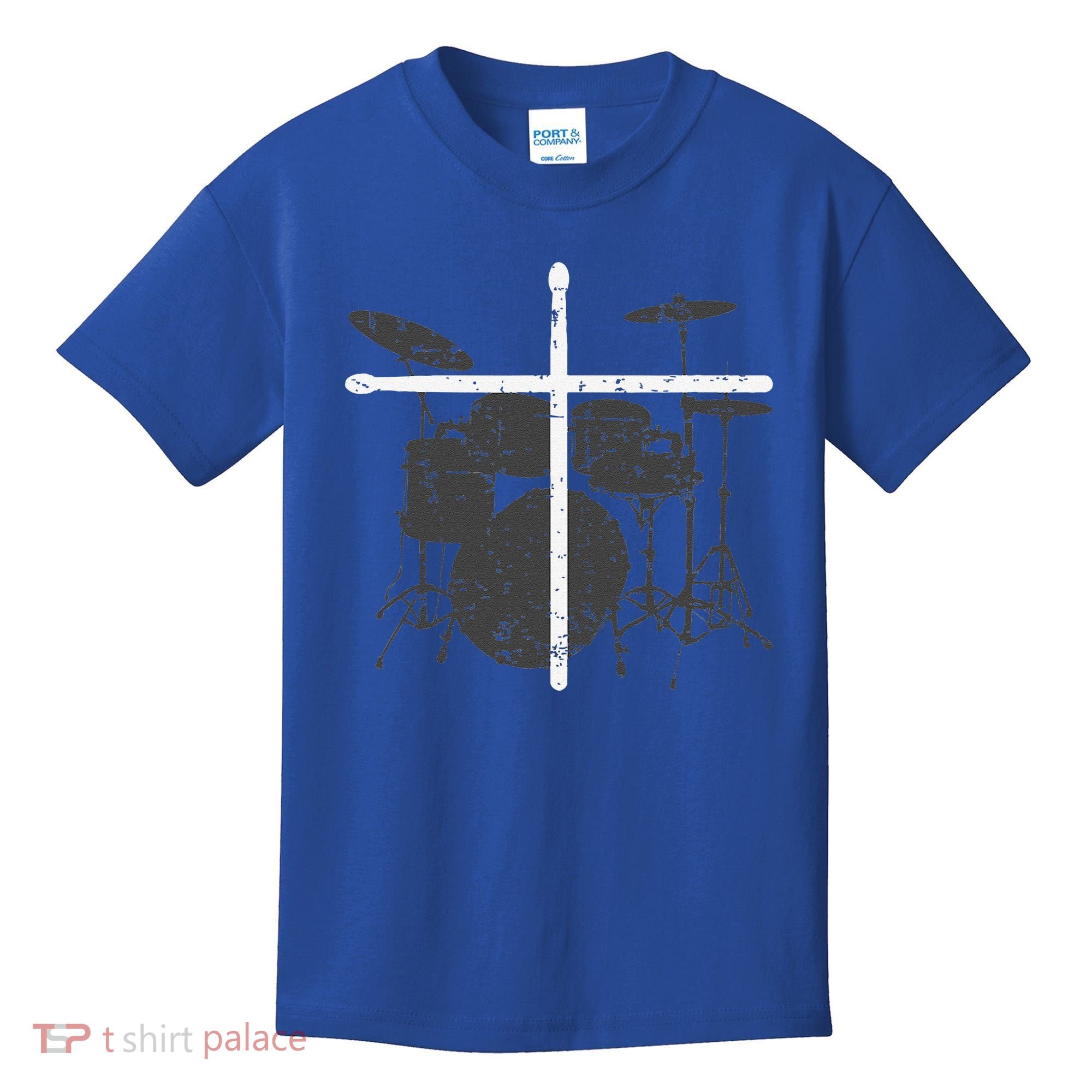 Christian Drummer Jesus Christ Drum Sticks Cross Worship Kids T-Shirt