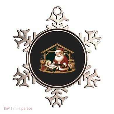 Christmas Design Kneeling Santa Claus With Baby Jesus Ornament