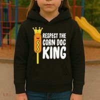 Corn Dog King Funny Costume Respect The Corn Dog King Kids Hoodie thumb 3