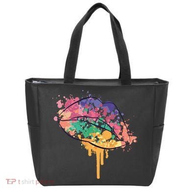 Colorful Drip Lips Tote Bag