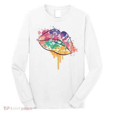Colorful Drip Lips Long Sleeve Shirt