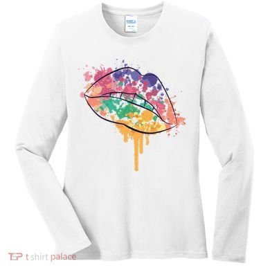 Colorful Drip Lips Women's Long Sleeve Shirt