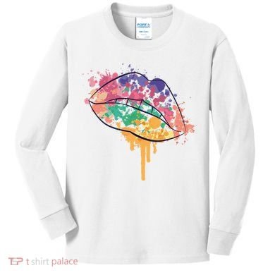 Colorful Drip Lips Kids Long Sleeve Shirt