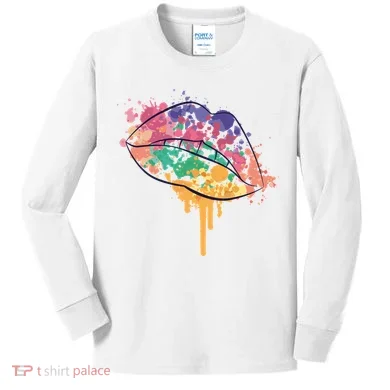 Colorful Drip Lips Kids Long Sleeve Shirt
