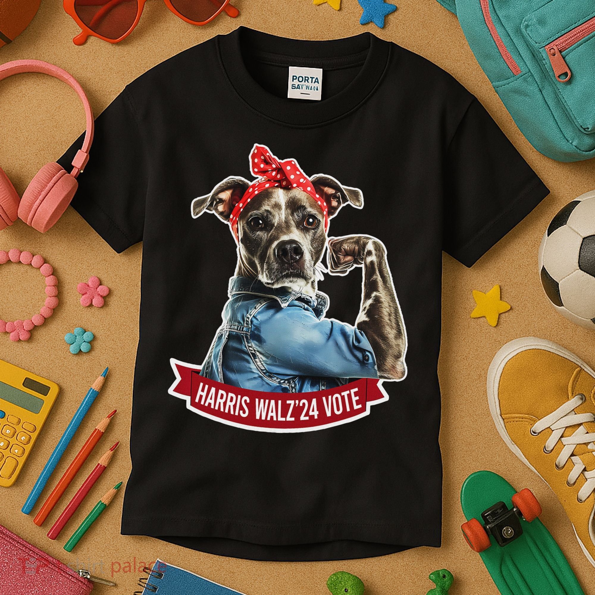 Childless Dog Lady Kamala Harris Tim Walz Vote Election Kids T-Shirt
