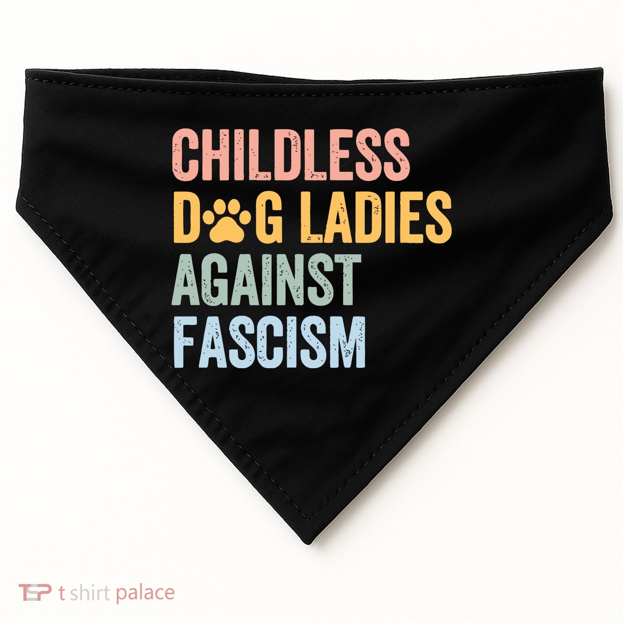 Childless Dog Lady Against Fascism USA-Made Doggie Bandana